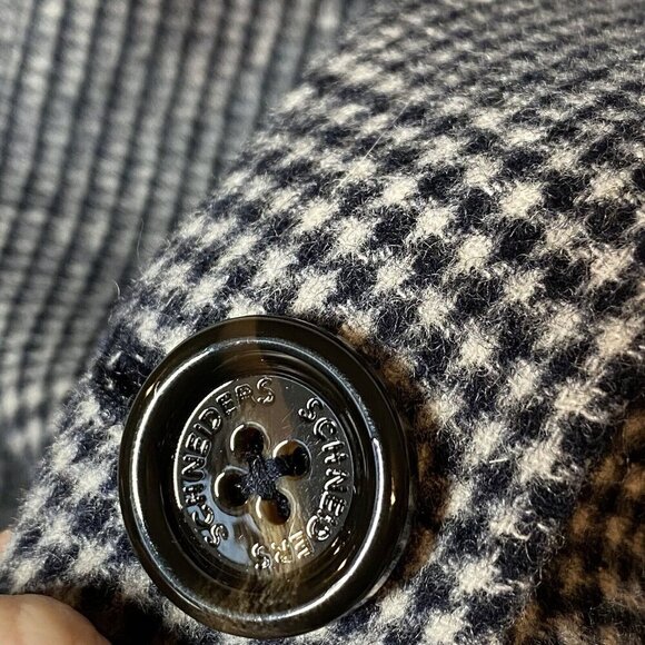 Schneiders of Salzburg Women's Reversible Alima Wool Coat Glen Plaid Navy Wht 8 - Picture 7 of 14